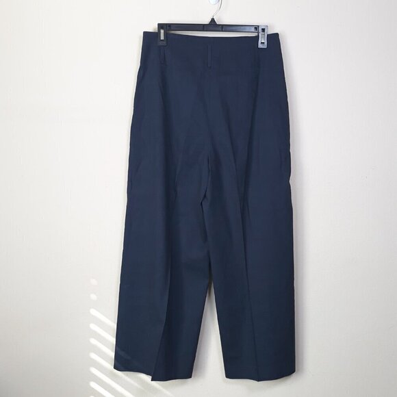 Theory Linen Blend Eco Crunch Wash Cropped Pants 10 High Rise Lagenlook Office - Picture 5 of 9